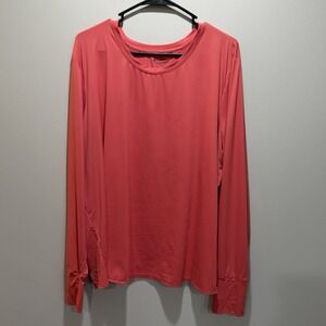 ATHLETA Sun Lover Split Back Tulip UPF Long Sleeve Thumb Hole Coral Top Size 2X